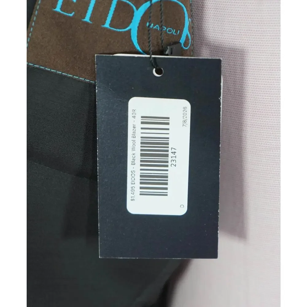 $1,495 EIDOS By ISAIA - Black PURE SILK Blazer - 40R